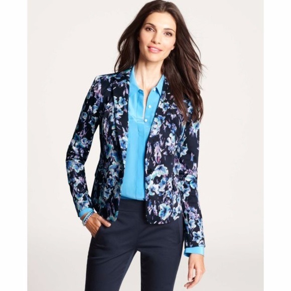 Ann Taylor Jackets & Blazers - Gorgeous Floral Navy & Purples Ann Taylor Blazer